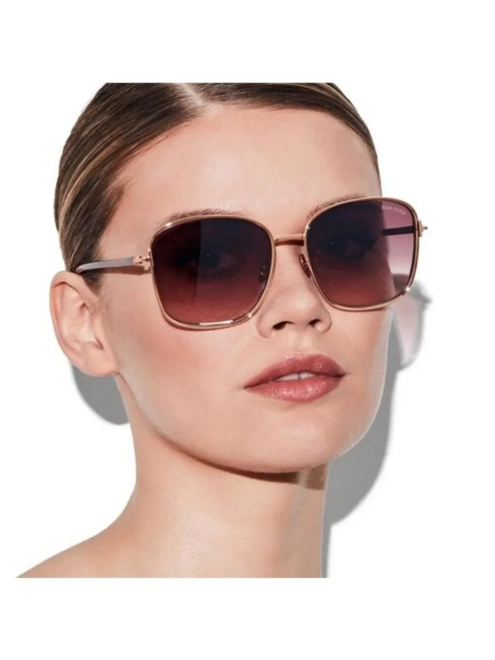 Tom Ford Fern FT1029 28D Square Sunglasses – Rose Gold/Smoke Polarized